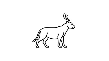 Fototapeta premium Elegant Line Art of a Majestic Antelope with Antlers