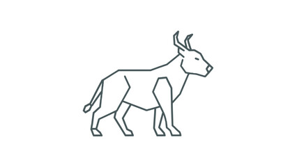Geometric Bull Illustration, Minimalist Line Art Animal Icon, Simple Vector Bull Silhouette