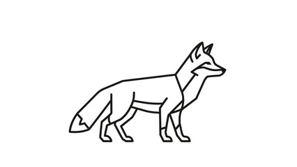Geometric fox illustration, minimalist line art animal on white background