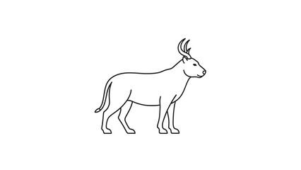 Obraz premium Line Art Illustration of a Bull with Horns Standing on White Background