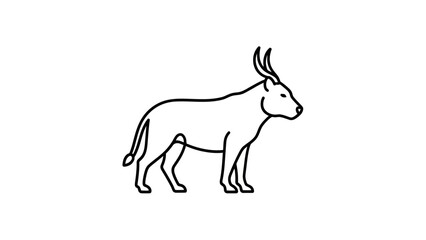 Fototapeta premium Line Art Silhouette of a Bull or Ox with Horns Standing Profile View