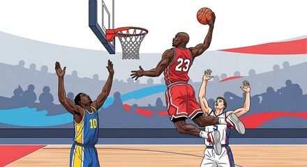 Fototapeta premium Basketball player midair.