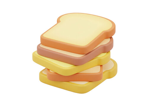 Colorful Stack of Toy Bread Slices on White Background - Powered by Adobe