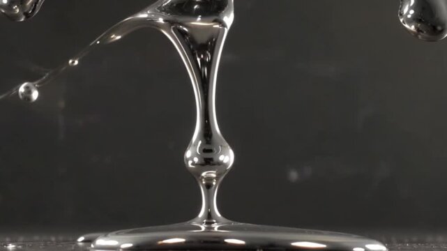 Liquid Silver Elegance: A captivating macro shot reveals a fluid form, its reflective surface mirroring the surrounding environment.