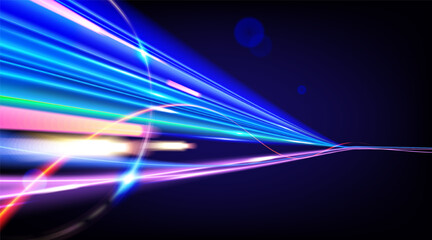 Dynamic cyberpunk light beam flow in colorful gradients
