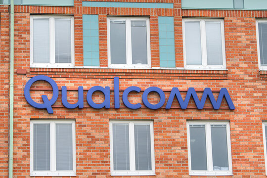 Qualcomm logo on building. Link&ouml;ping, &Ouml;sterg&ouml;tland, Sweden. 01-18-2026