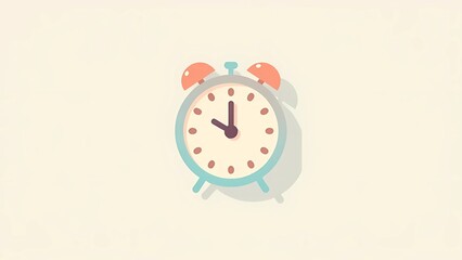 Vintage Alarm Clock: Pastel Blue Retro Timepiece Icon