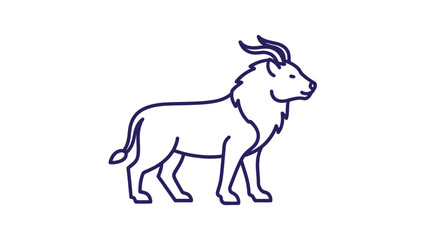 Fototapeta premium Minimalist Antelope Silhouette, Outline Icon, African Wildlife