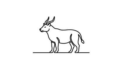 Fototapeta premium Minimalist Line Art Antelope Standing on White Background