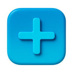 Obraz premium Blue plus icon with shadow on transparent background isolated on transparent background