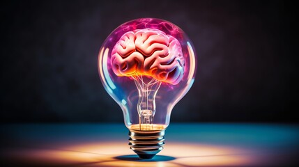 Explore the fascinating world of human potential with a light bulb showcasing a vibrantly glowing brain