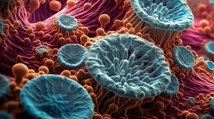 Explore the intricate structures and textures of bacteria and virus cells through a mesmerizing macro close-up