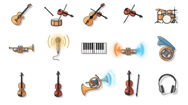 Collection of Musical Instruments and Audio Equipment Icons