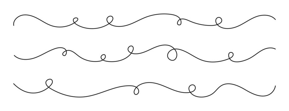Set of squiggle loopy line vector decoration elements