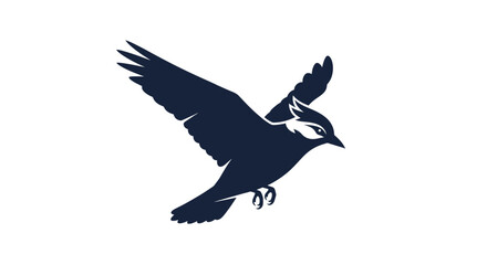 Obraz premium Silhouette of Flying Bird at Night with Moonlit Sky and Dark Blue Background