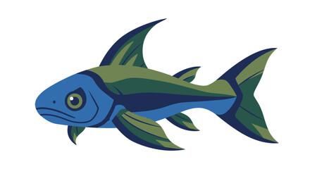Obraz premium Stylized Blue and Green Tuna Fish Swimming in Deep Ocean Water with Vibrant Colors