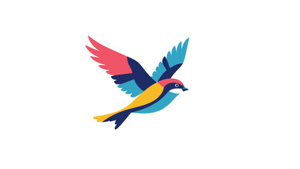 Obraz premium Vibrant Flying Bird Illustration in Gradient Colors Against Dark Background for Design