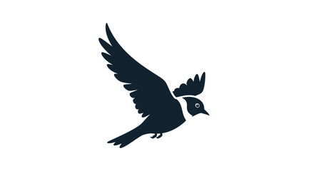 Obraz premium Silhouette Black Bird Flying at Night with Moonlit Sky Background Dark Nature