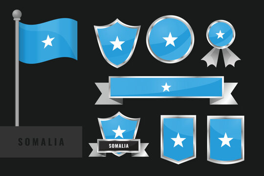 Somalia flag set. Collection of Somalia national emblems. Flat design of flags collection