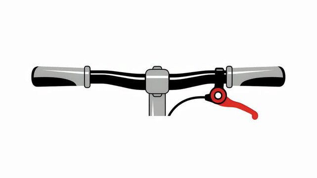 Close up footage of bicycle handlebars with red brake lever detail