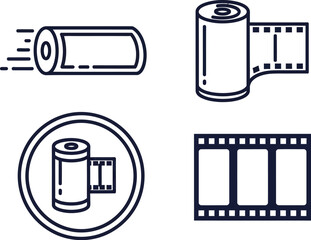 Fototapeta premium film and camera icons in various silhouette style