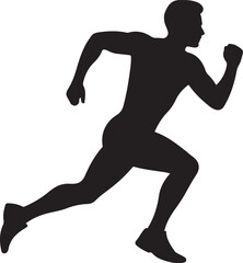 Obraz premium Athletic Man Running Silhouette Isolated on White Background