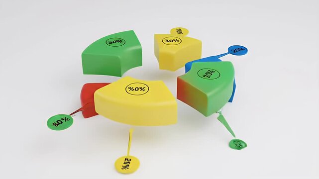 Colorful Diagram Showing Data Analysis With Four Segments On White Background