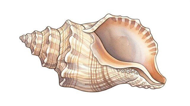 Close Up Of A Whelk Shell With Intricate Texture And Natural Colors