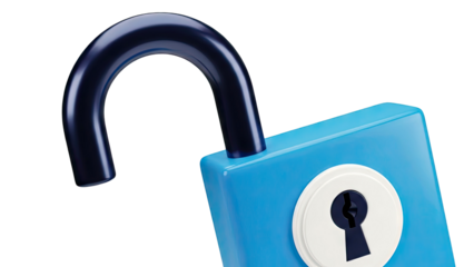 Open Blue Padlock with Dark Blue Shackle