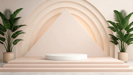 Minimalist Product Display Stage with Plants