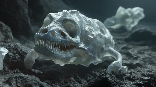 Creepy underwater world. Horror fantasy genre. Spooky movie for Halloween.
