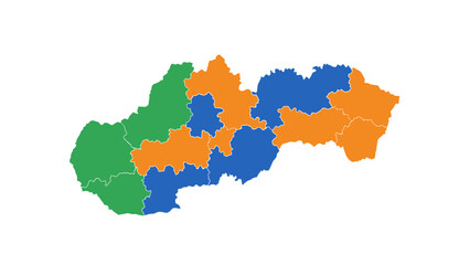 Fototapeta premium Slovakia regions map colored