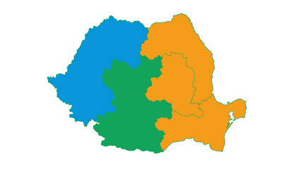 Obraz premium romania regions map colored