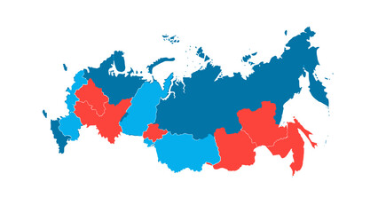 Obraz premium Russia map with colored regions