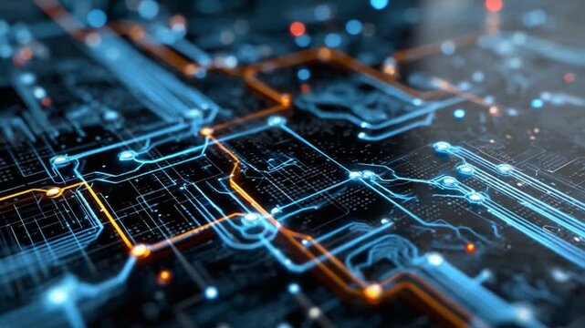 Cyber Circuitry: A mesmerizing close-up of a high-tech circuit board illuminated with glowing pathways and connections.