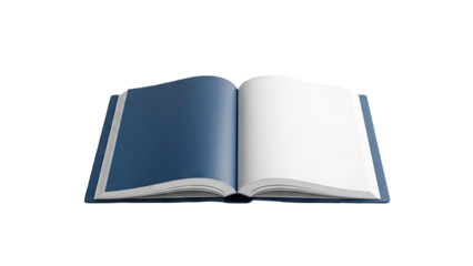 Open Blue Hardcover Book with Blank Pages
