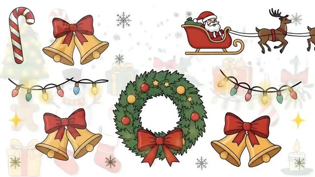 Christmas Icons Collection Festive Holiday Symbols And Decorations