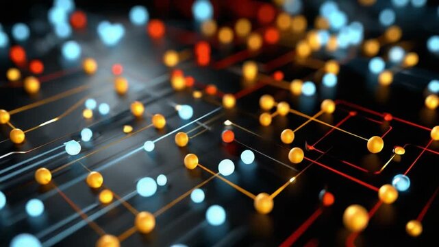 Illuminated Circuitry: A vibrant close-up reveals the complex interconnectedness of a circuit board, where lines of communication flow through an array of glowing nodes.