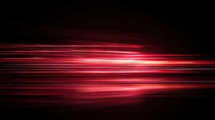 Abstract red speed light trails on dark background. Dynamic motion lines for high speed digital data transfer and technology concept.