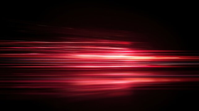 Abstract red speed light trails on dark background. Dynamic motion lines for high speed digital data transfer and technology concept. - Powered by Adobe