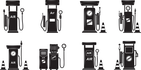 Gas Pump Illustrations for Fuel Station and Transportation Concepts