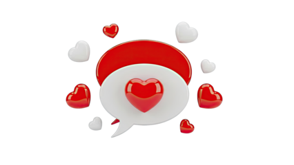 3D Speech Bubble with Hearts