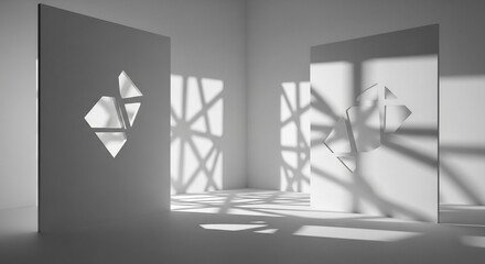 Minimalist Architectural Interior with Dynamic Light and Shadow