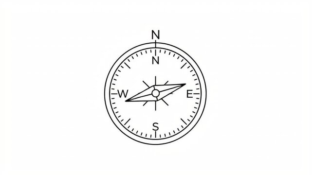 Compass Arrow Showing Direction on White Background Loop