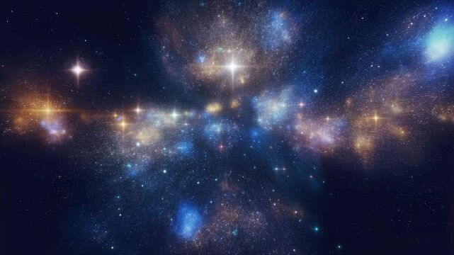 Stunning cosmic space with vibrant stars and galaxies. A mesmerizing view of the universe, perfect for science and exploration themes