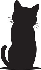Sitting Cat Silhouette Isolated on White Background © Babu