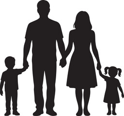 Family Walking Together Holding Hands Silhouette