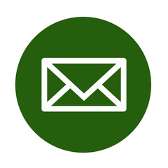 Green envelope icon isolated on transparent background