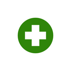 Obraz premium Green cross symbol isolated on transparent background