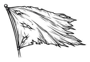 A tattered fabric flag symbolizing historical struggle and defiant endurance perfect for vintage graphic designs and patriotic themed artwork